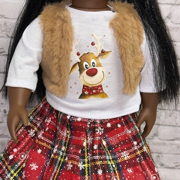 Our Generation 18" Doll by Battat Black Hair Brown Eyes Christmas Outfit Shoes - Picture 6 of 15